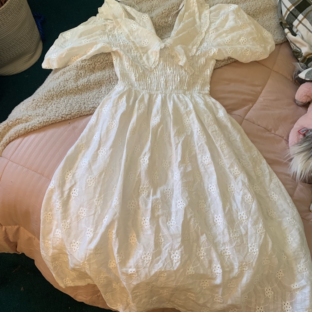 White eyelit babydoll dress ZARA